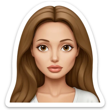 Angelina jolie , fashion model Beautiful woman model adult   large breasts  with close set eyes tan skin, full lips  long hair model white  top   sticker