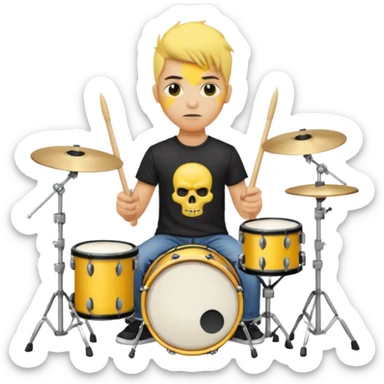 drummer with yellow skin at drum kit sticker
