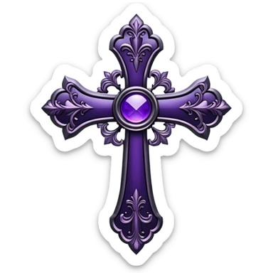 black gothic cross dark purple sticker