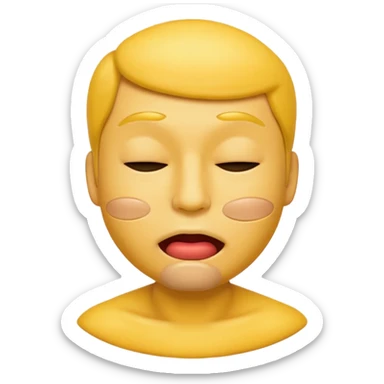  A male emoji with hyper lips with it’s eyes closed not smiling with its mouth closed and it’s yellow while making the ishowspeed face sticker