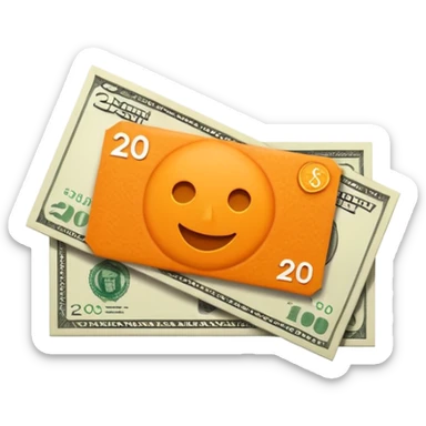 A $20 dollar cash coupon with $20 on it  in orange colour  sticker