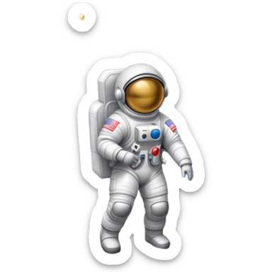 astronaut, ufo, us flag on moon sticker