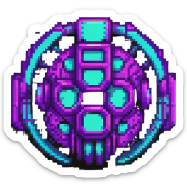 futuristic cyberpunk pixel art icon, vivid neon colors purple magenta cyan, minimal expressive design, 32x32, centered, high contrast, transparent background, no text, suitable for dark background, channel name symbol sticker