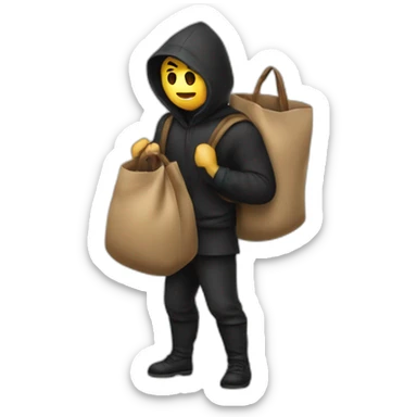 The thief with a bag on his back sticker