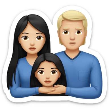 Philippines woman with long hair is massaged from a blond white man sticker