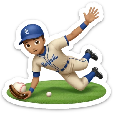 baseball player diving to catch the ball sticker