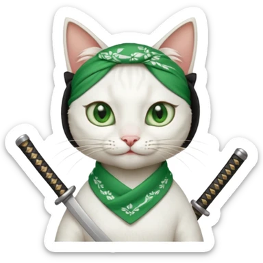 un gato blanco con reeferencia a roroa zoro sticker
