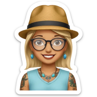 tattooed girl with hat and glasses sticker