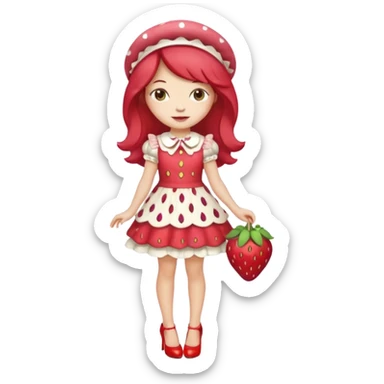 pretty and cute realistic modern day strawberry shortcake full body with high heels emoji sticker