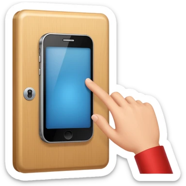 Movimiento de mano como si tocará la puerta y la puerta es la pantalla del celular sticker