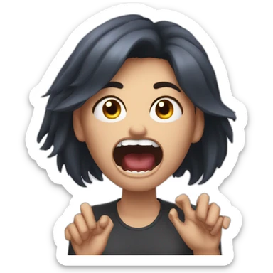 A woman acting like a monster with her hand and her face says grrr. Both hands are visible !  sticker