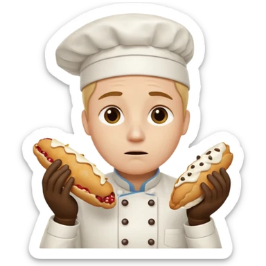 SAD SAD crying overworked pastry chef with cannoli sticker
