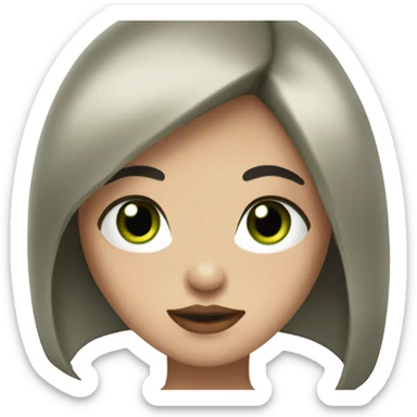 Girl with dark straight hair and green eyes and red-pink lips sticker