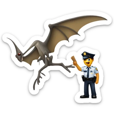 Pterodactyl mosquito picking up a cop sticker
