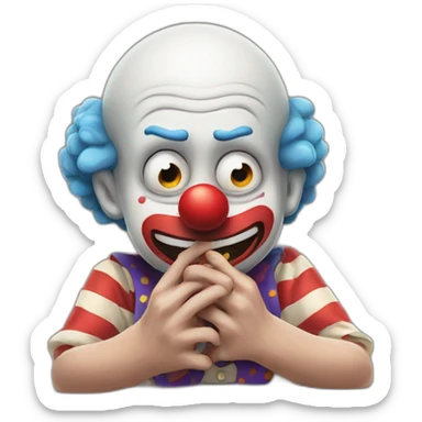 sad face clown chewing fingernails sticker