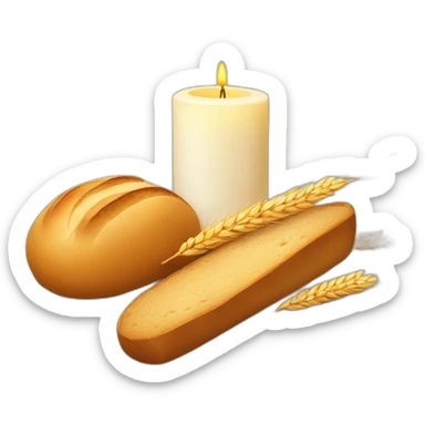 Bread, wheat and candle on a table sticker
