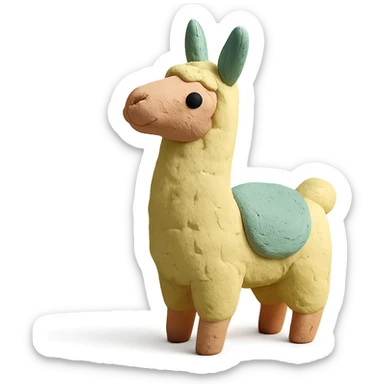 llama in claymation style with pastel colors sticker