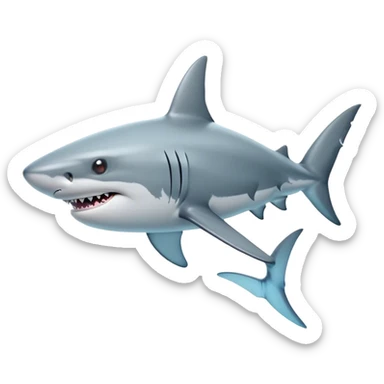 Cinematic Noble Shark Portrait Emoji, Poised and regal, with a sleek, powerful build and a smooth, streamlined body in icy gray and white tones, deep-set soulful piercing eyes, Simplified yet sharp and sophisticated features, highly detailed, glowing with a soft, dignified glow, high shine, intelligent and formidable, stylized with an air of oceanic majesty, focused and attentive, soft glowing outline, capturing the essence of a watchful and confident predator, so majestic it feels as though it could glide out of the screen with effortless authority! sticker