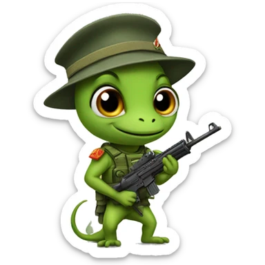 a gecko as an soldier sticker