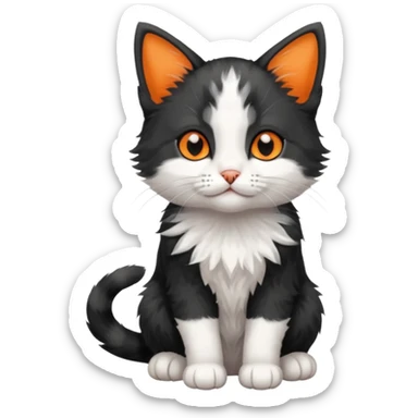 a sitting black and white with orange kitten sticker