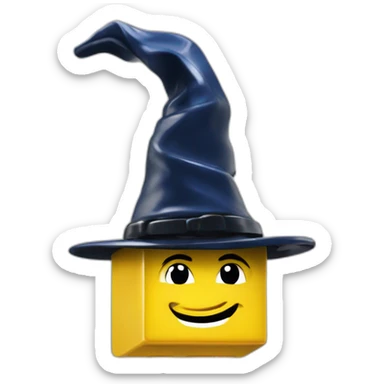 Lego brick on magician hat sticker