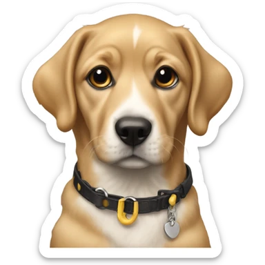 realistic dog portrait with collar as a puppy  sticker