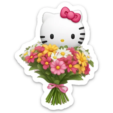 Hello Kitty with bouquet  sticker