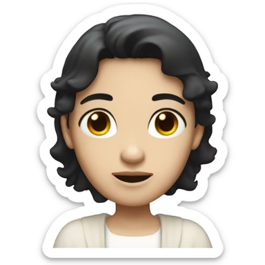 An angel with white skin and black hair sticker