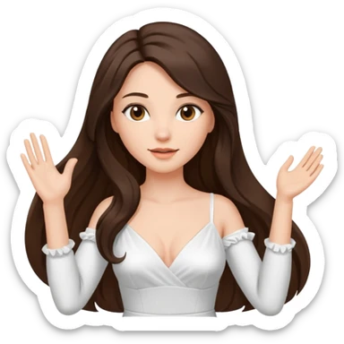 Beautiful brunette lady sexy with raised hand long hair sticker