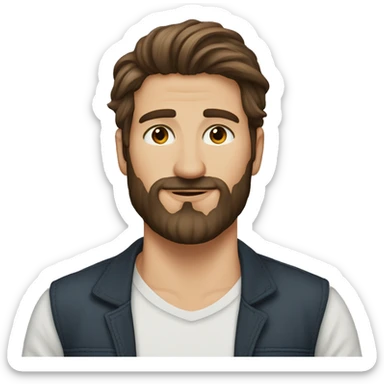 Make changes to this picture instead of brown haired man make it darker brown hair and beard portrait sticker