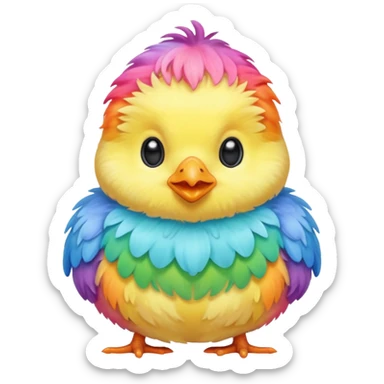 Pastel Rainbow colored baby chick sticker