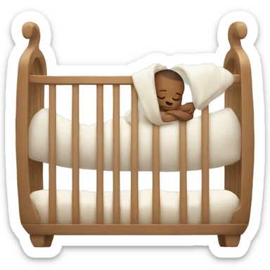 Baby sleeping in a giant crib sticker