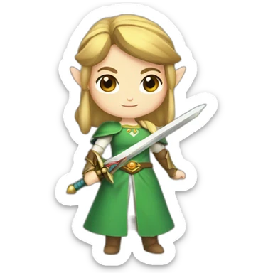 Cute Princess Zelda with a sword sticker