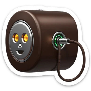 3D render of Data Port, futuristic cyborg aesthetic, fusion of organic skin and chrome metal, metallic socket embedded in dark brown skin, exposed wiring, Apple emoji style, isolated on white background --v 6.0. sticker
