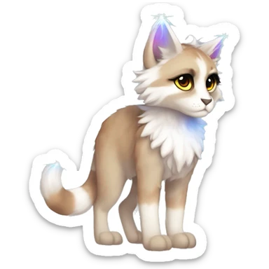 Furry, sparkle, iridescent, colorful, pastel, edgy, cool, fantasy beautiful, brown, beige, white, divine, godly, angelic, animal, anthro, full body, fursona, feline sticker