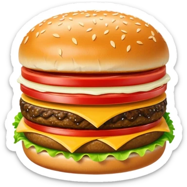 cheeseburger with ketchup, onion, tomato, lettuce, and mayo sticker
