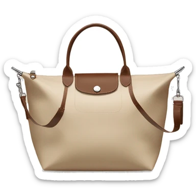 beige longchamp bag with brown leather handles sticker