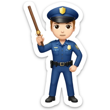Policía golpeando con un baston sticker