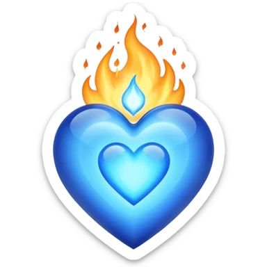 Blue heart with blue flame sticker