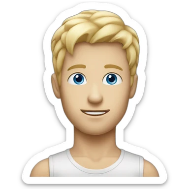 Blond man blue eyes eating big hazelnut sticker