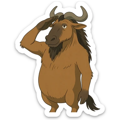 ghibli style gnu saluting sticker