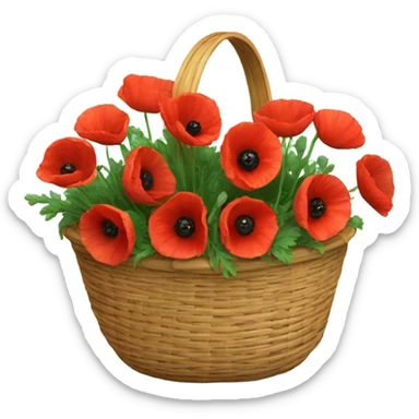 Rattan basket of red poppies sticker