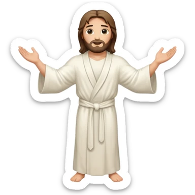 fullbody jesus christ jacked, sleeveless white robe and arms crossed sticker