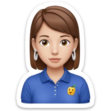Girl with brown hair with airpods wearing a wegmans polo sticker