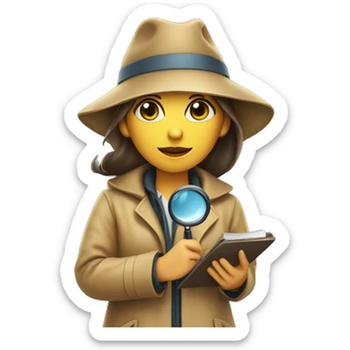 girl in a detective costume, in a raincoat, with a hat and a magnifying glass in her hands sticker