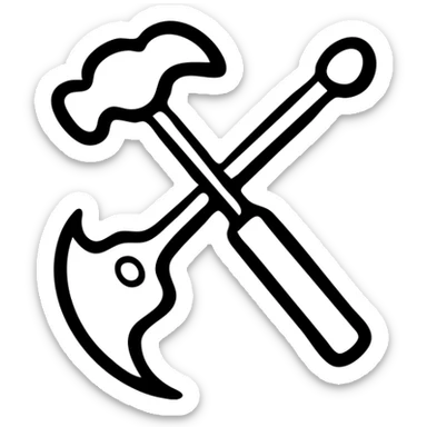 A hammer and sickle tool symbol with the hammer and sickle crossed sticker
