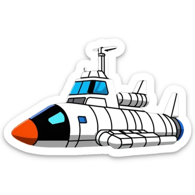 70s style retro space freighter with blocky design sticker