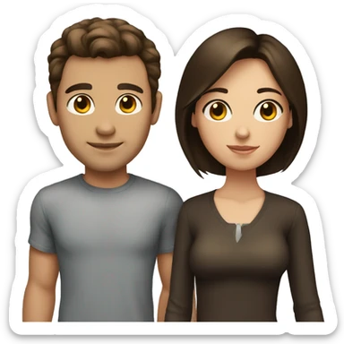 Short brunette girl with her taller brunette boyfriend sticker