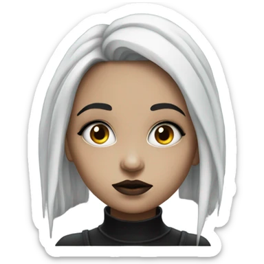 Hyper realistic Goth girl with a contemplating face sticker