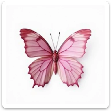 photorealistic pink butterfly on white background sticker